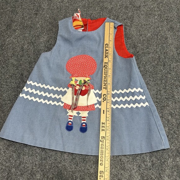 VTG Chocolate Soup Toddler Girls Appliqués Dress 3T Blond Girl With Pig Tails - Picture 5 of 8